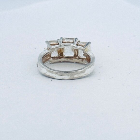 Vintage Estate Sterling Silver 925 3-Stone Cubic Zirconia Wedding Band Ring Sz 7 - Picture 3 of 10